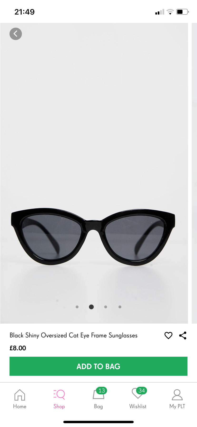 Shiny Oversized Cat Eye Sunglasses