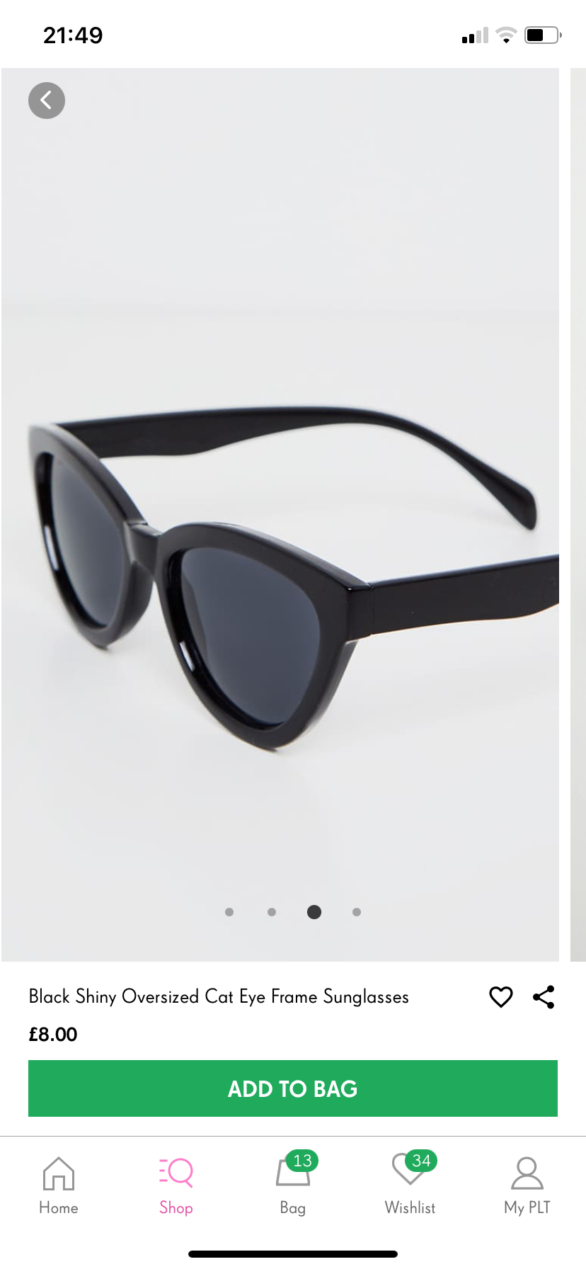 Shiny Oversized Cat Eye Sunglasses